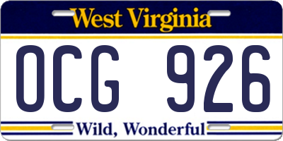 WV license plate OCG926