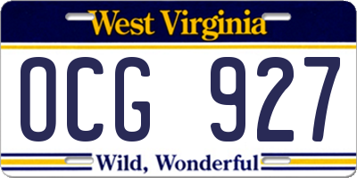 WV license plate OCG927