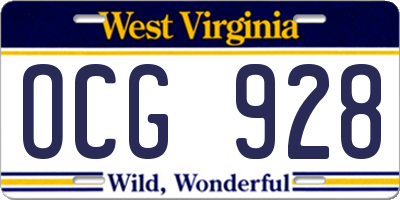 WV license plate OCG928