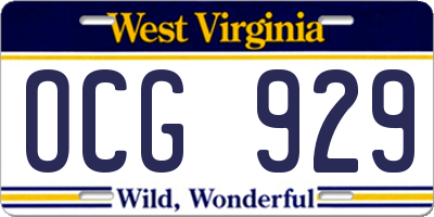 WV license plate OCG929