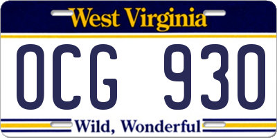 WV license plate OCG930