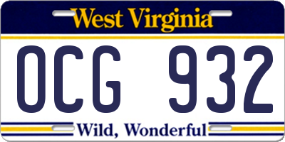 WV license plate OCG932