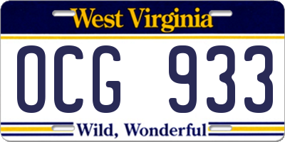 WV license plate OCG933