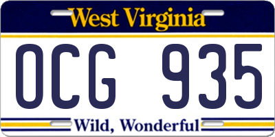 WV license plate OCG935