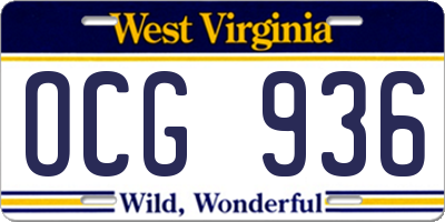 WV license plate OCG936