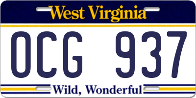 WV license plate OCG937