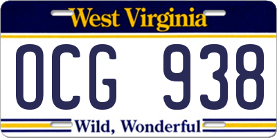 WV license plate OCG938
