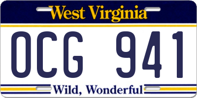WV license plate OCG941