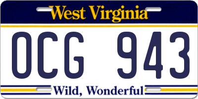 WV license plate OCG943