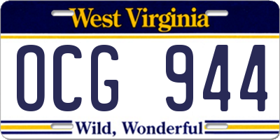 WV license plate OCG944