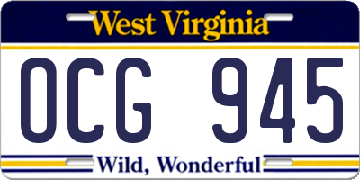 WV license plate OCG945