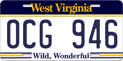 WV license plate OCG946