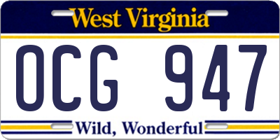 WV license plate OCG947
