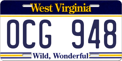 WV license plate OCG948