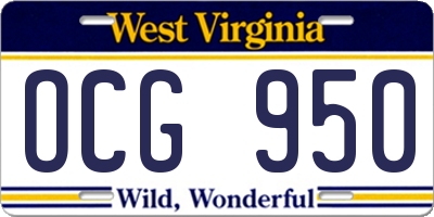 WV license plate OCG950