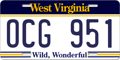 WV license plate OCG951