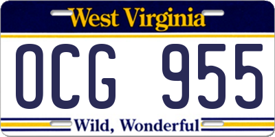 WV license plate OCG955