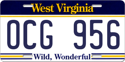 WV license plate OCG956