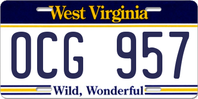 WV license plate OCG957