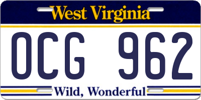 WV license plate OCG962