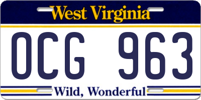 WV license plate OCG963