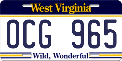 WV license plate OCG965
