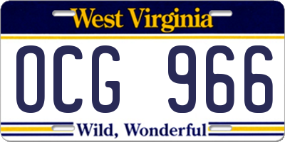 WV license plate OCG966