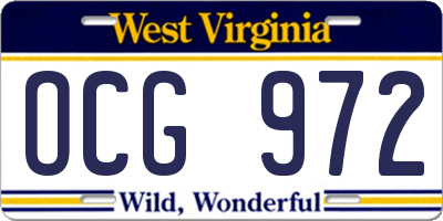 WV license plate OCG972