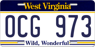 WV license plate OCG973
