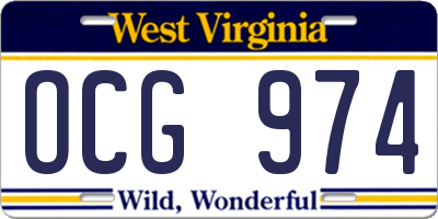 WV license plate OCG974