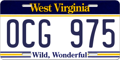 WV license plate OCG975