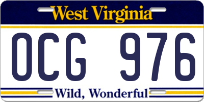 WV license plate OCG976