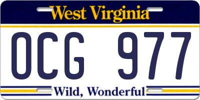 WV license plate OCG977