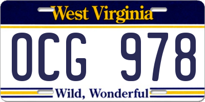 WV license plate OCG978
