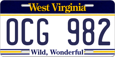 WV license plate OCG982