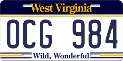 WV license plate OCG984