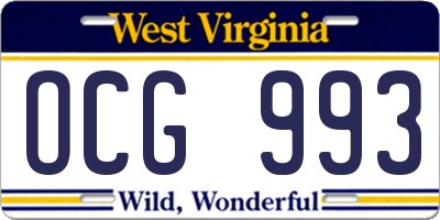 WV license plate OCG993