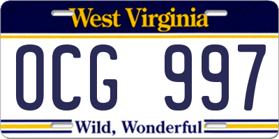 WV license plate OCG997