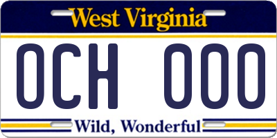 WV license plate OCH000