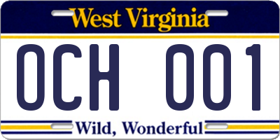 WV license plate OCH001