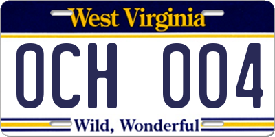 WV license plate OCH004