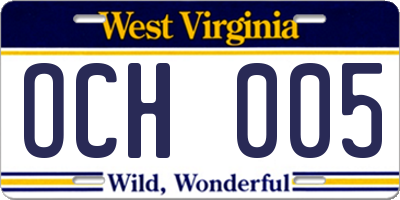 WV license plate OCH005