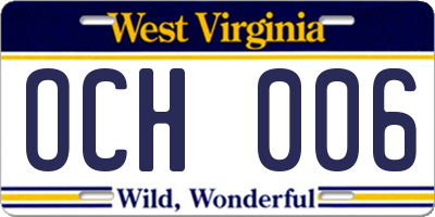 WV license plate OCH006