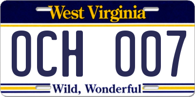 WV license plate OCH007