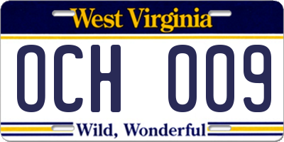 WV license plate OCH009