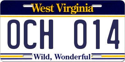 WV license plate OCH014