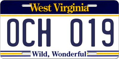 WV license plate OCH019
