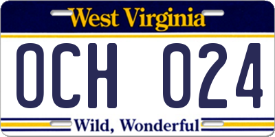 WV license plate OCH024