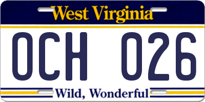 WV license plate OCH026
