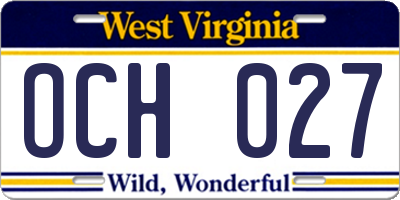 WV license plate OCH027